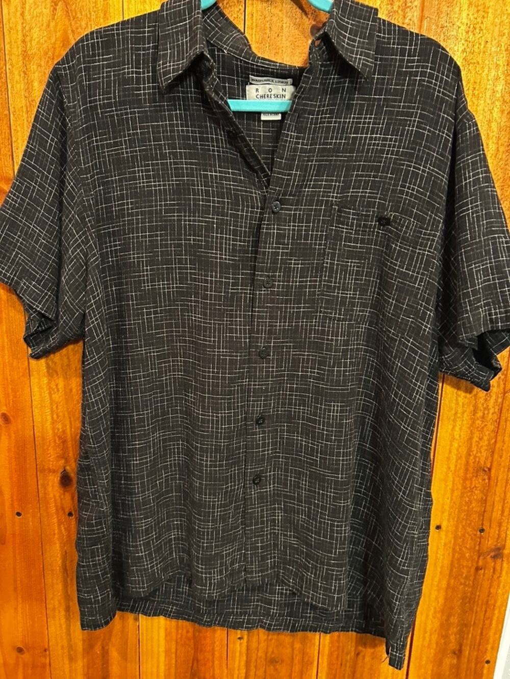 Ron Chereskin Washable Linen Short Sleeve Button-Up Shirt XL